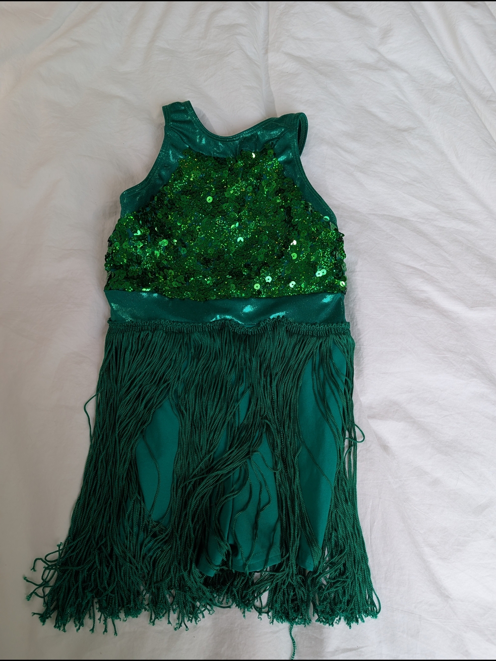 Ring In The Season Green Sequin Fringe Dance Dress